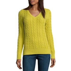 St. John's Bay Lime Green Vneck Sweater